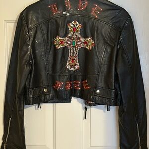Wilsons Leather Black Embellished Jacket